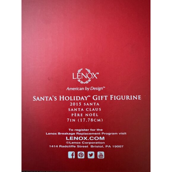 Lenox Santas Macy's Gift Figurine 2015 Santa Claus With Gift Box 7" Tall Porcela - Picture 4 of 8